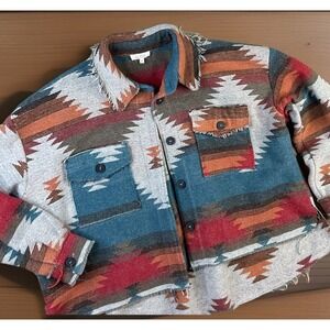 La‎ Miel Jacket Blanket Shirt Shacket Eldora Aztec Print Flannel S Southwestern